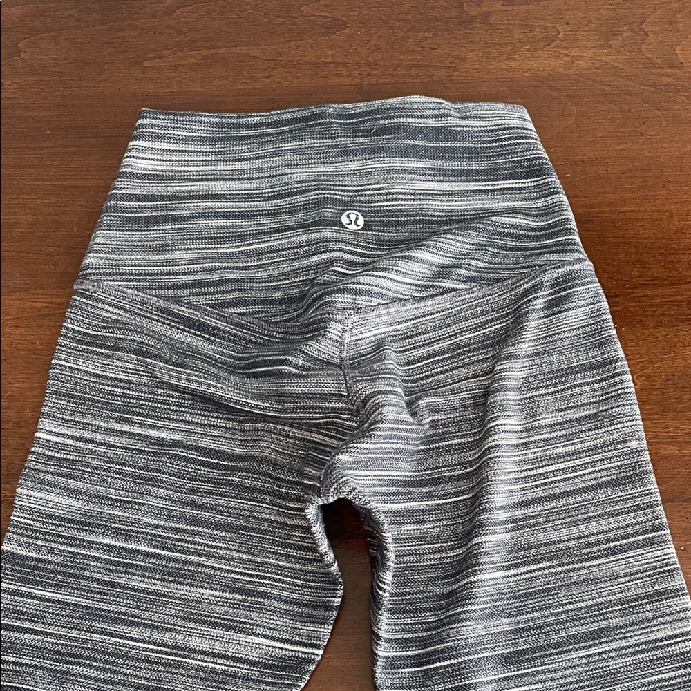 lululemon athletic girls Black and White Striped Leggings